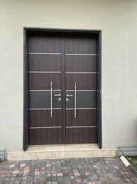 Modern double security door with steel finish